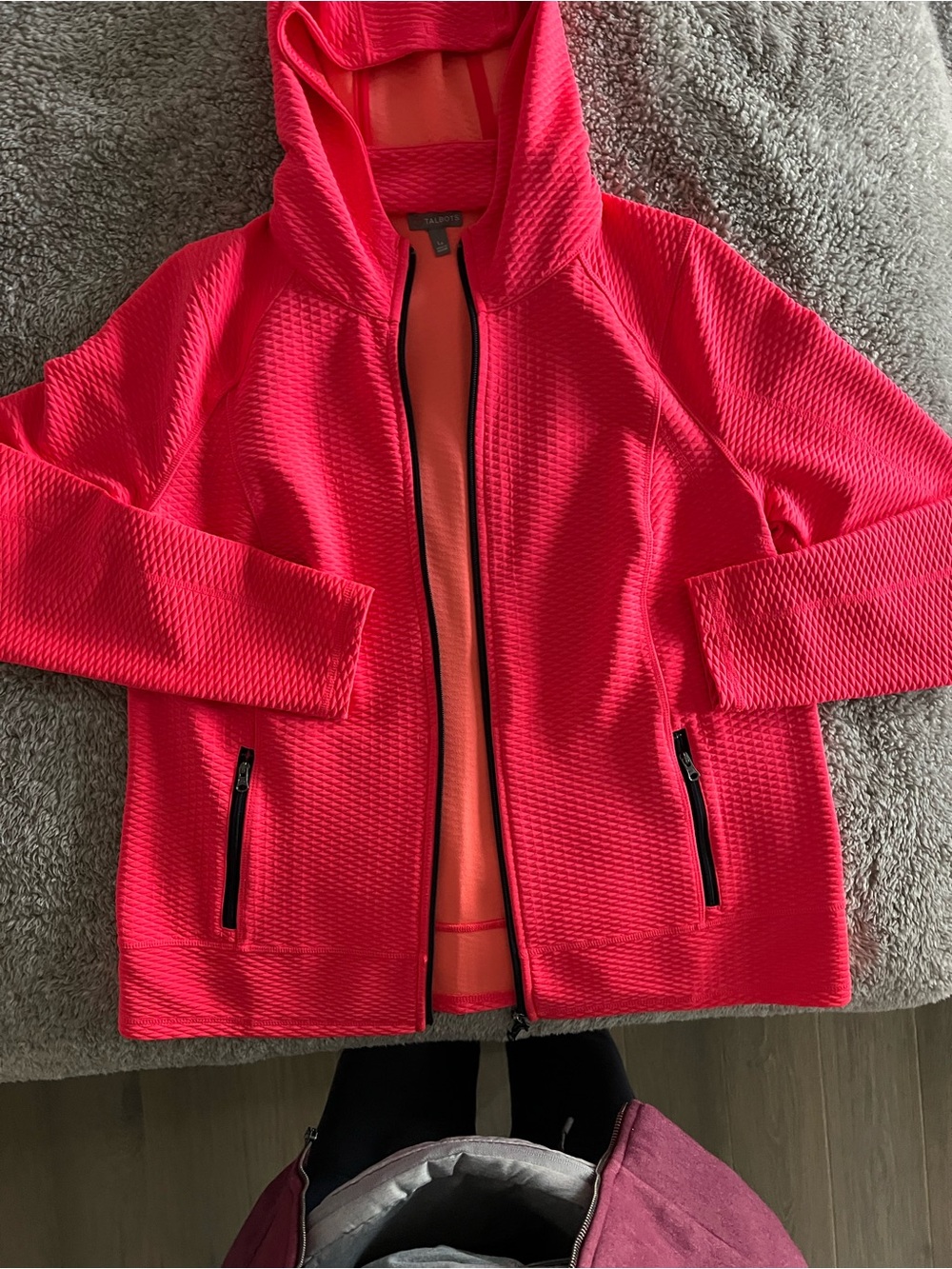 Talbots Bright Coral Pink Hooded Jacket